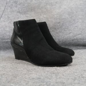 Aquatalia Shoe Women 7.5 Bootie Fashion Wedge Classic Leather Black Judith Snake